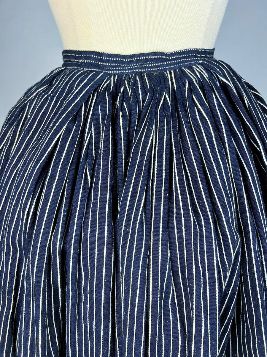 Indigo Siamese Work Skirt - Vendée Or South West France 19th Century