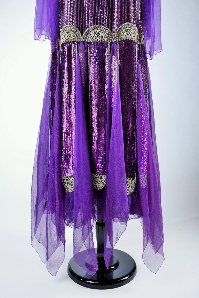 Robe De Bal En Crêpe De Soie Pailleté Et Satin De Paul Poiret – France Circa 1925-photo-4