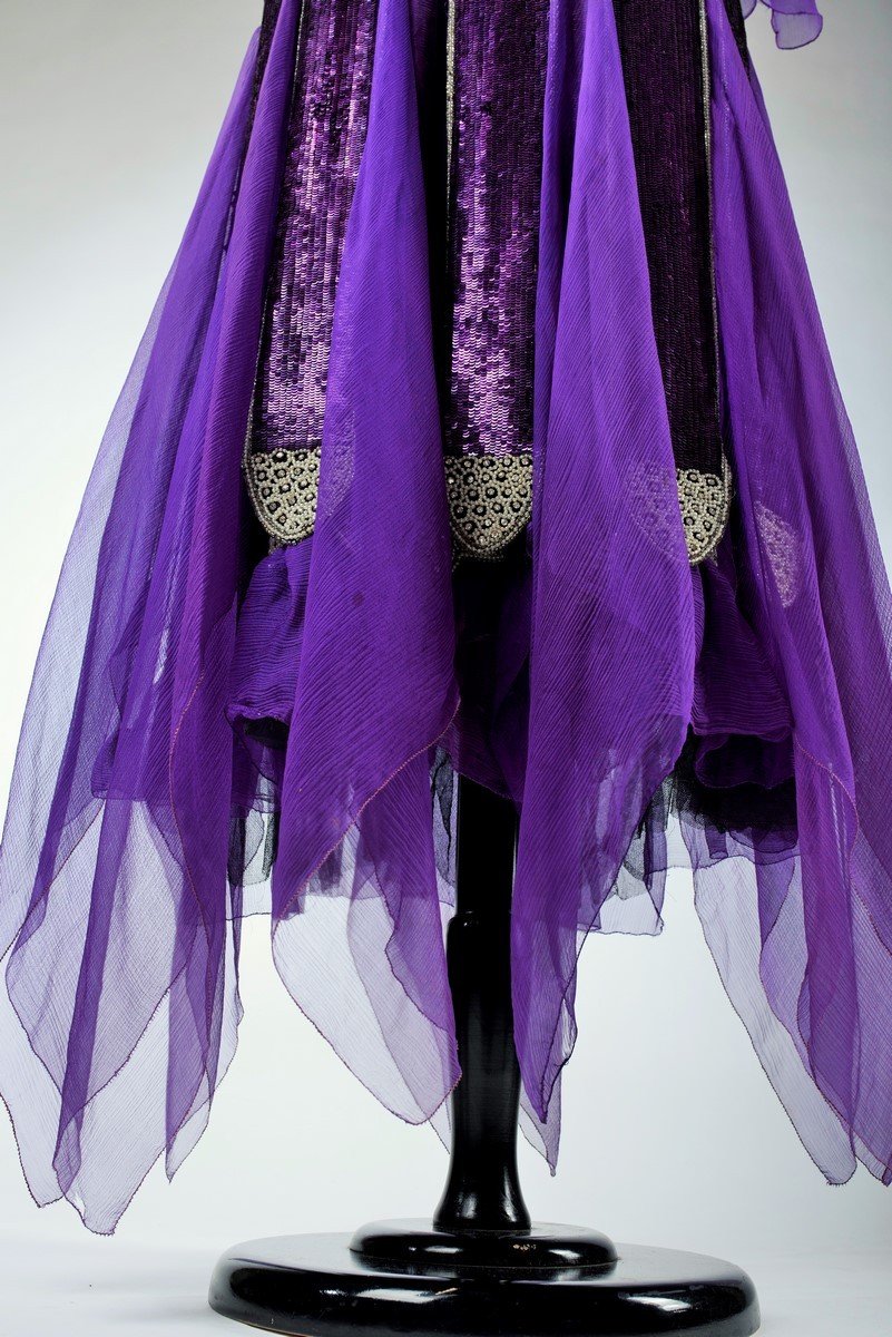 Robe De Bal En Crêpe De Soie Pailleté Et Satin De Paul Poiret – France Circa 1925-photo-2