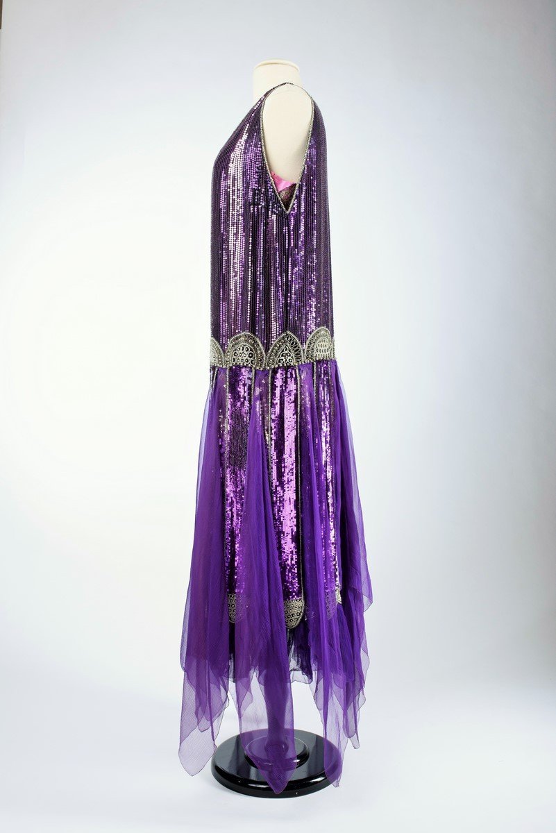 Robe De Bal En Crêpe De Soie Pailleté Et Satin De Paul Poiret – France Circa 1925-photo-5