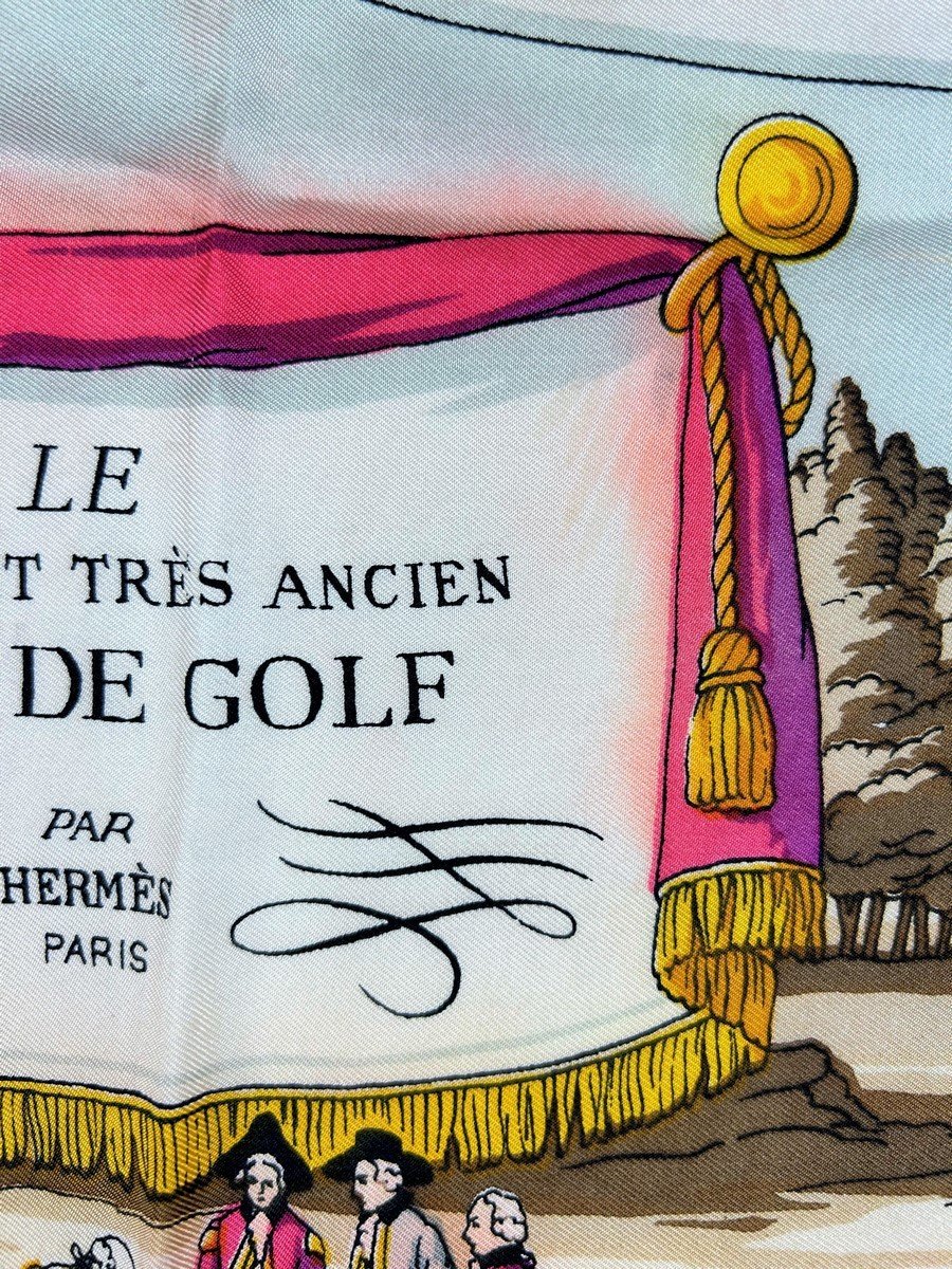 Very Rare Carré d'Hermès "noble And Very Old Golf Game" By Hugo Grygkar - Paris Circa 1953-photo-6