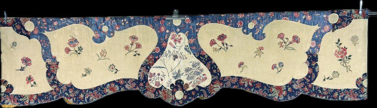 Lambrequin In Persian Embroidery - Indian And Indian Painted Canvases - France 18th, 19th-photo-3