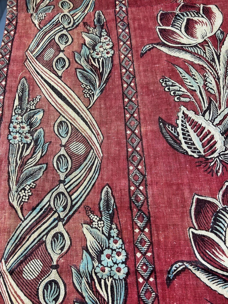 Indienne Révolutionnaire à Tulipes, Cocardes Et Rubans Tricolores - France Circa 1790-photo-2