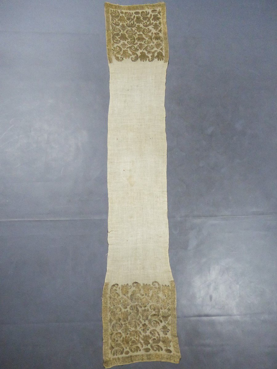Ottoman Belt Or Towel In Reversible Gold Embroidered Cotton Yarn - 18th Century-photo-3