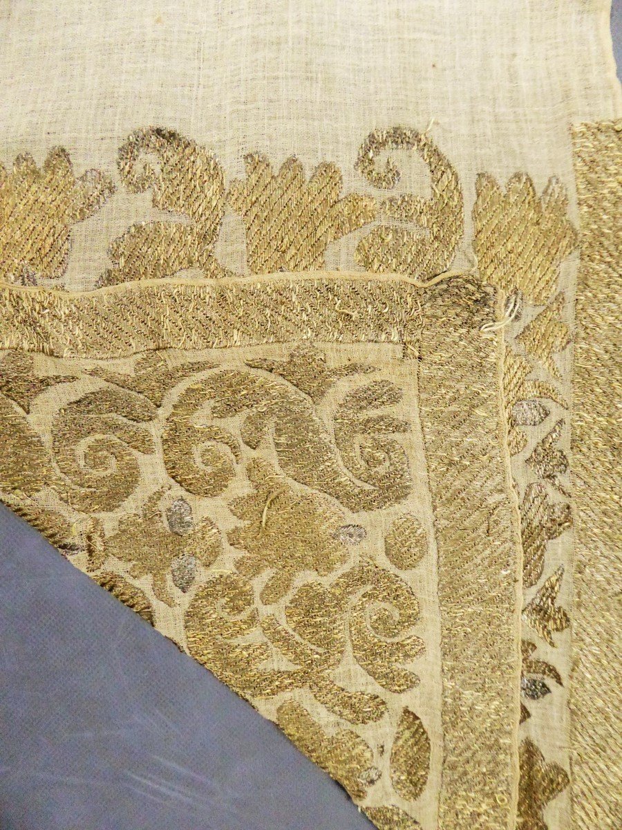 Ottoman Belt Or Towel In Reversible Gold Embroidered Cotton Yarn - 18th Century-photo-5