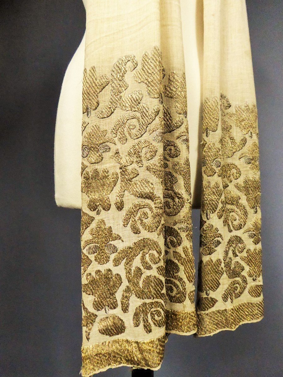 Ottoman Belt Or Towel In Reversible Gold Embroidered Cotton Yarn - 18th Century-photo-8