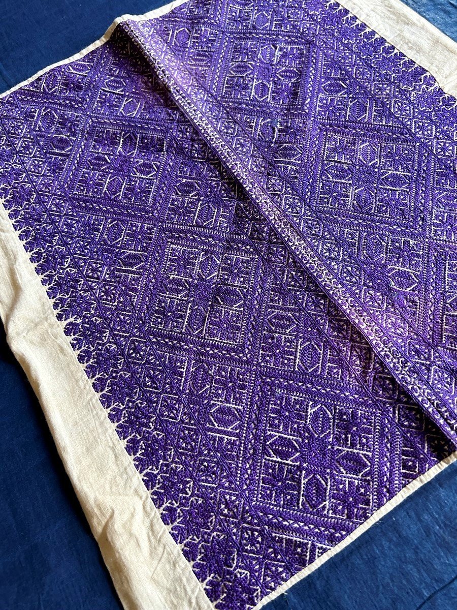 Fine Fez Violine Embroidery In Cushion Cover - Morocco Circa 1900-1920-photo-4