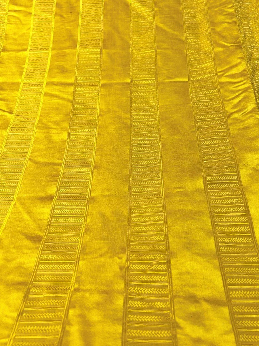 Second Curtain First Empire In Daffodil Yellow Satin Gourgouran - France Circa 1810-photo-6