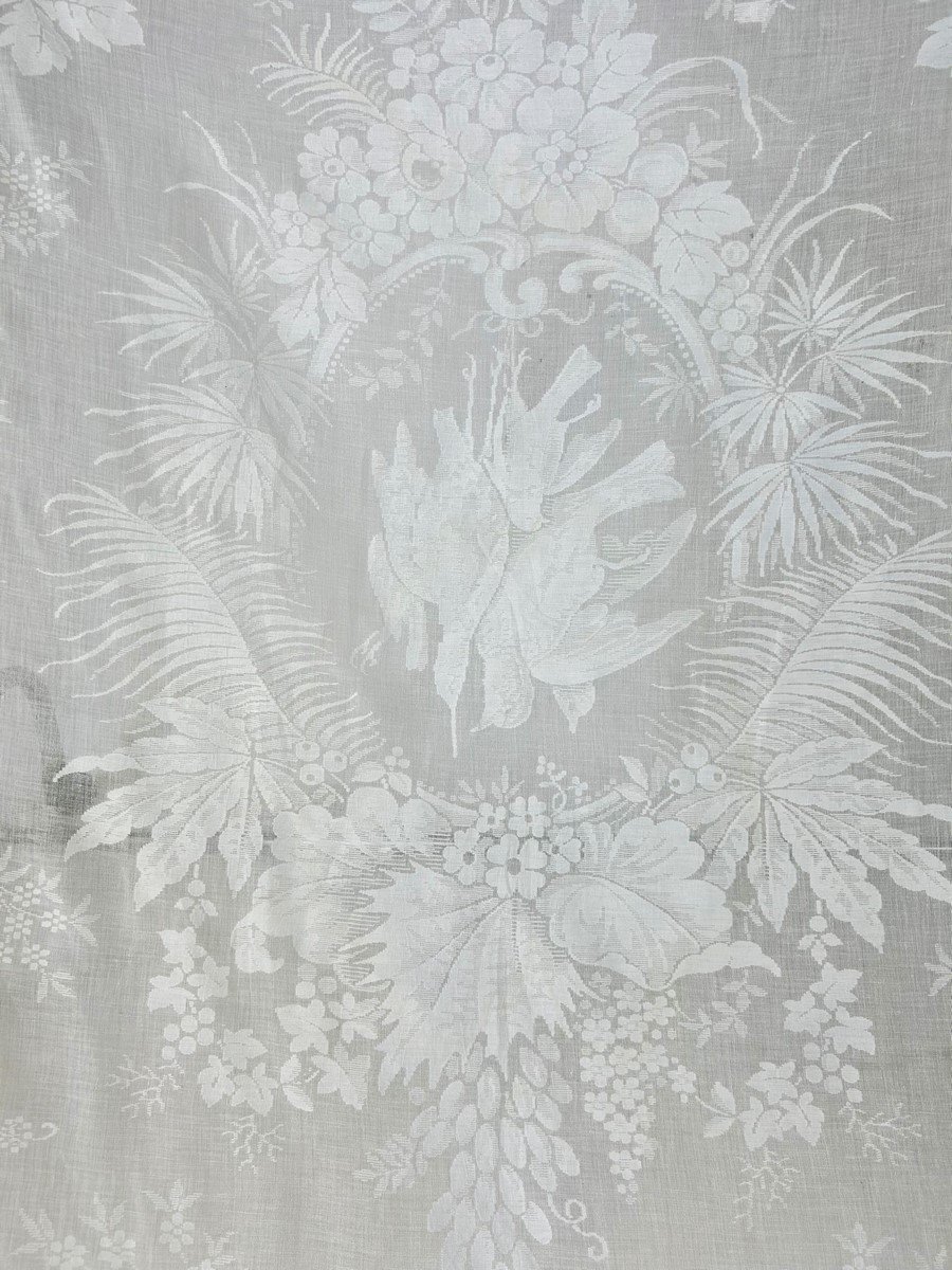Curtain In Woven Cotton Voile With Large Hunting And Fruit Decor - France Circa 1850-photo-4