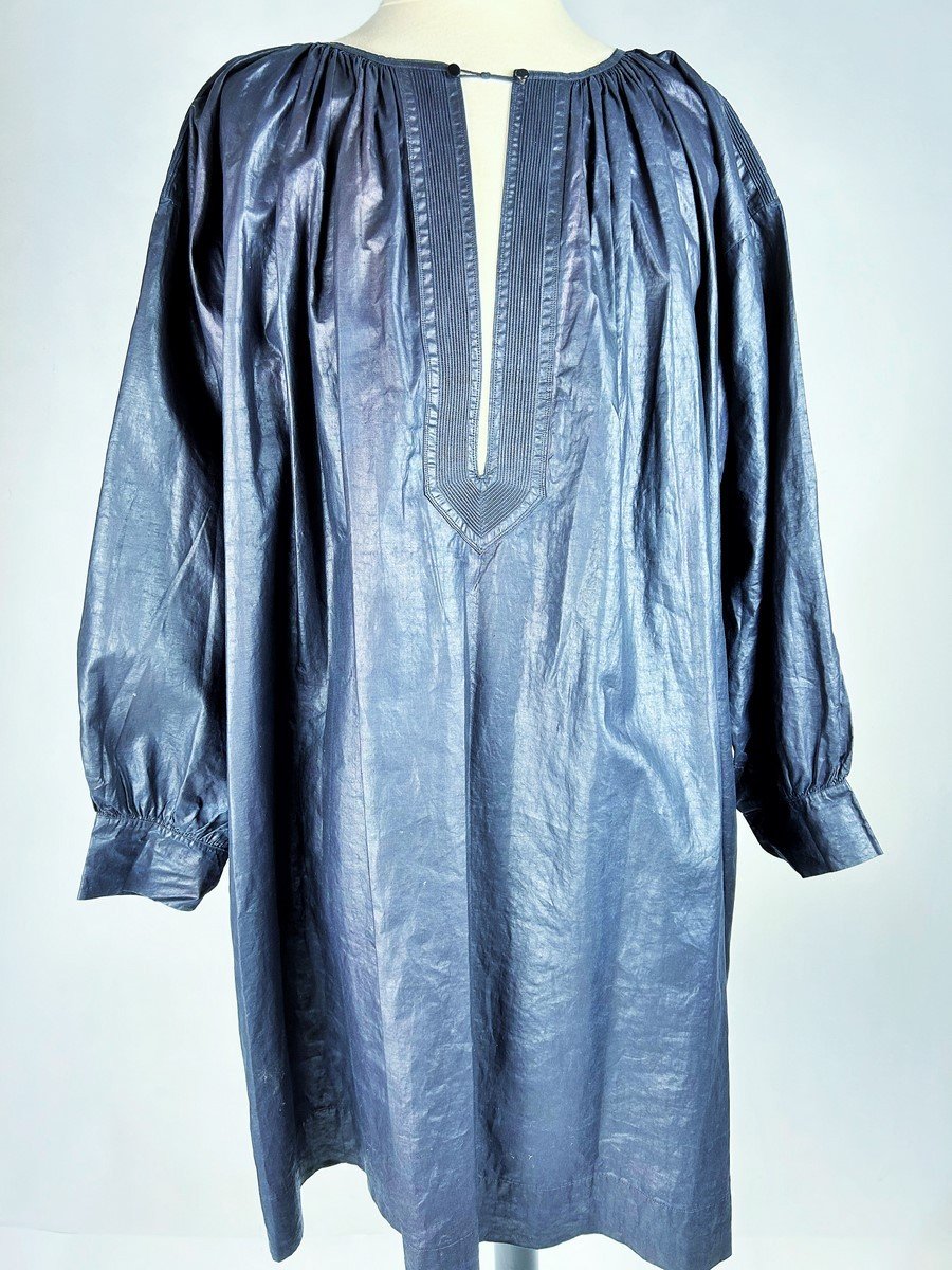 Une Blaude/biaude Ou Blouse De Fête En Coton Glacé Teint Indigo - France Circa 1850/1900