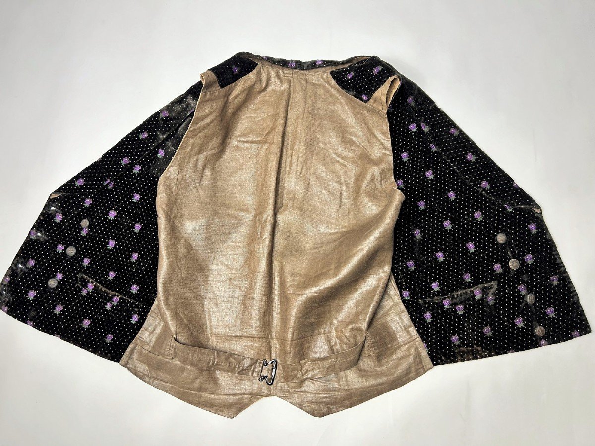 Gilet d'Un élégant Second Empire En Velours Broché - France Provence Circa 1860-photo-7