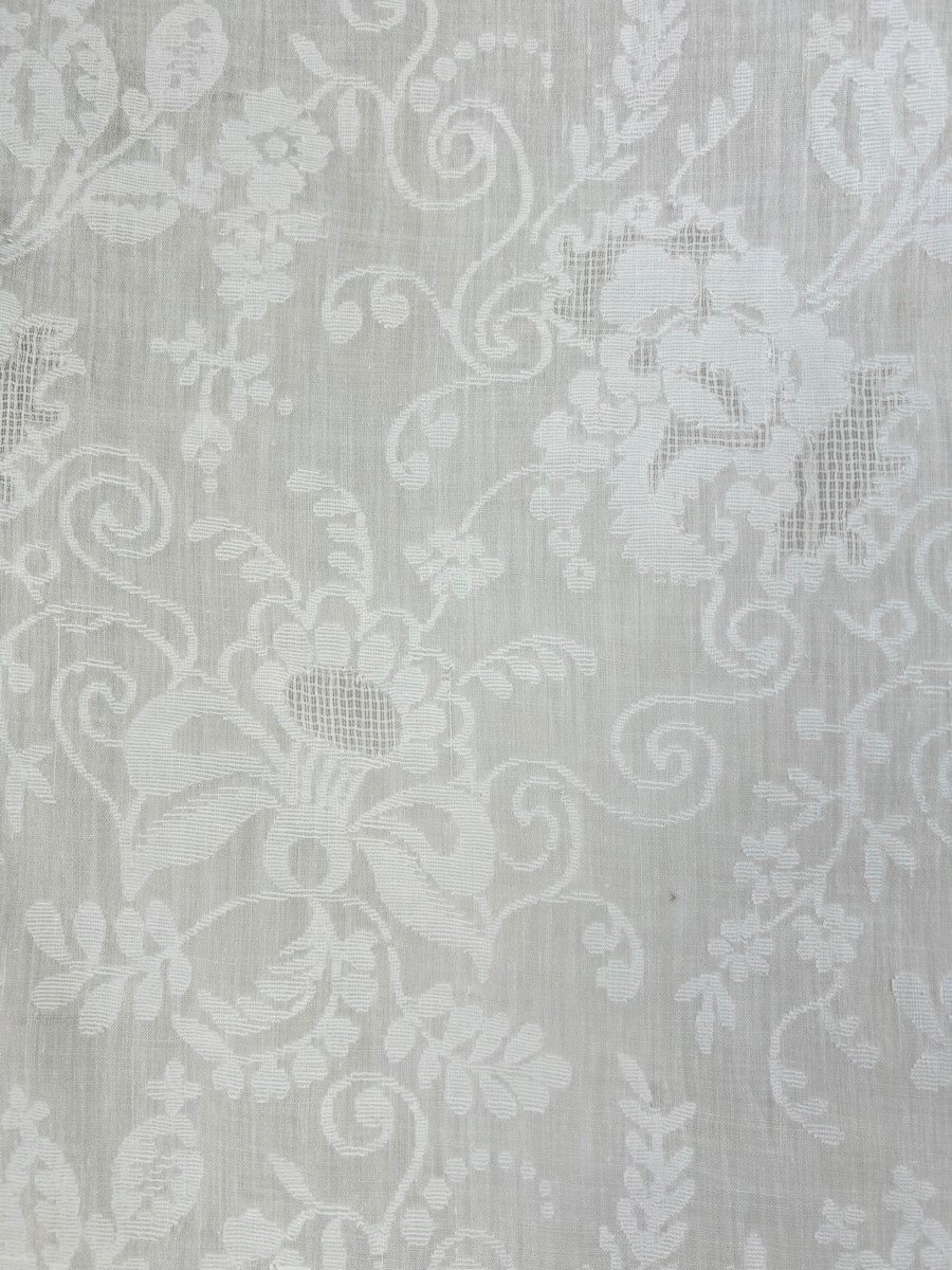 Indian Jamdani Type Woven And Embroidered Cotton Voile Curtain - France Circa 1810-1830-photo-4