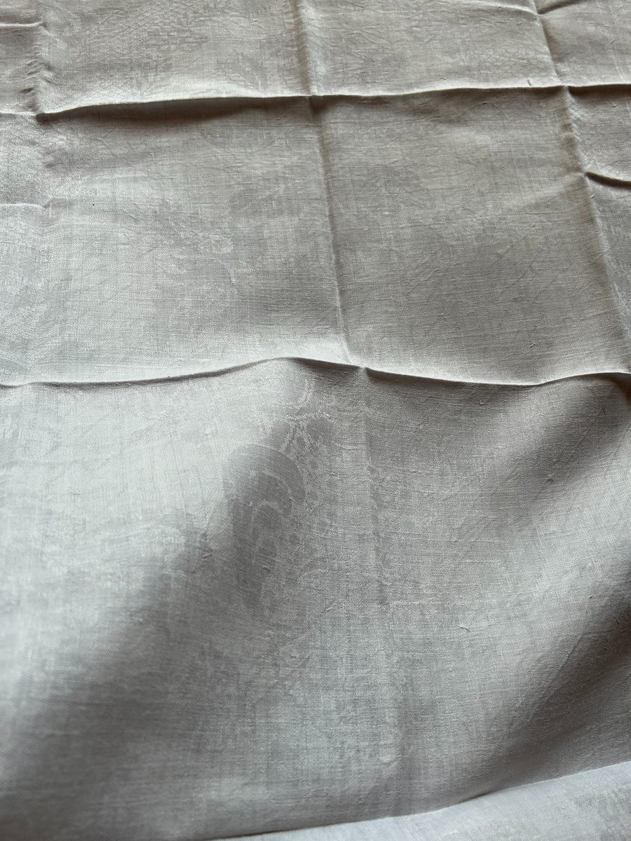 Serviettes De Banquet En Lin Damassé - Décor En Rocaille Fin 17è, Début 18e-photo-2