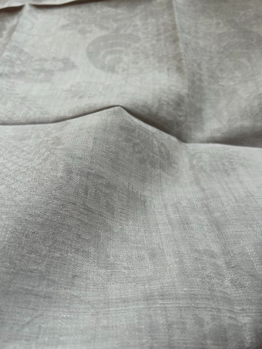 Serviettes De Banquet En Lin Damassé - Décor En Rocaille Fin 17è, Début 18e-photo-3