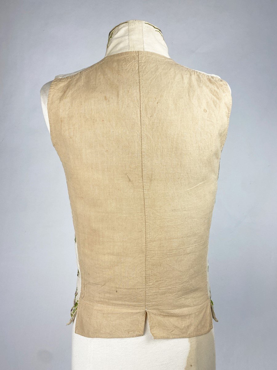 Summer Vest In Embroidered Wool Muslin, Directoire Period - France Circa 1800-photo-3