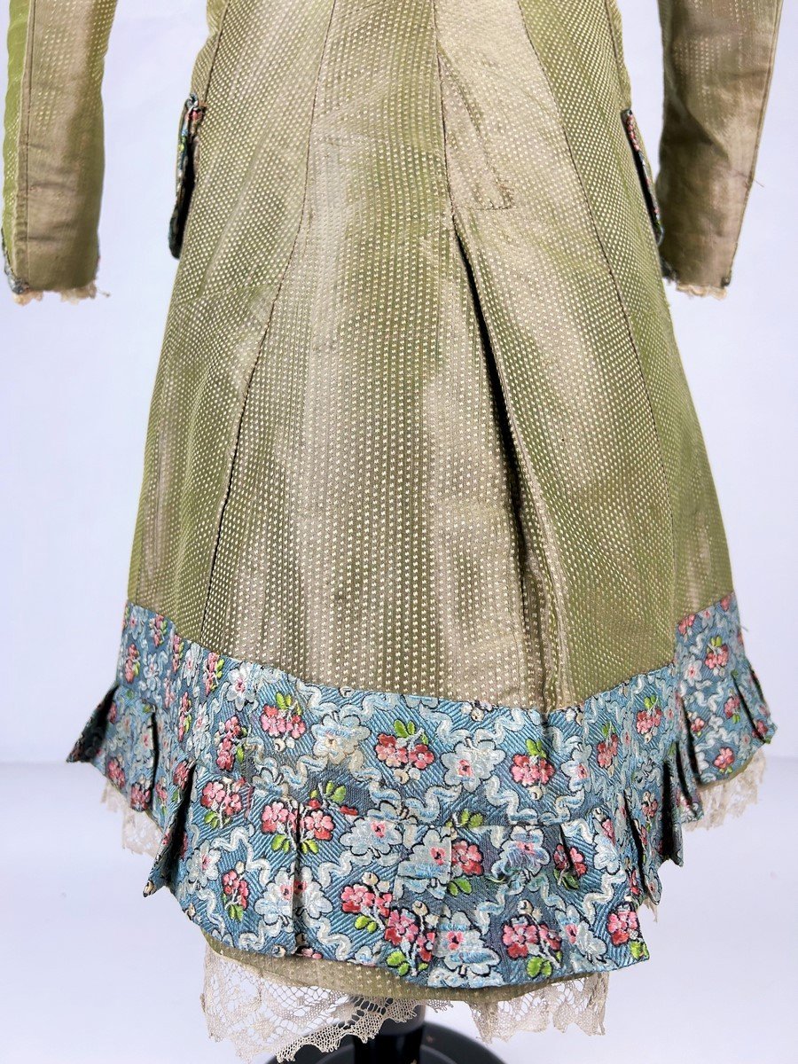 Robe d'Enfant En Taffetas Et Droguet Maubois De Réemploi - France XIXe Siècle-photo-5