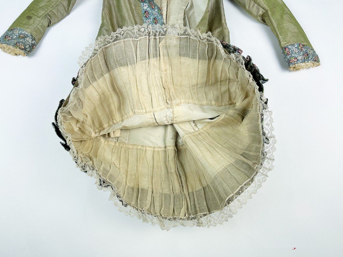 Robe d'Enfant En Taffetas Et Droguet Maubois De Réemploi - France XIXe Siècle-photo-8