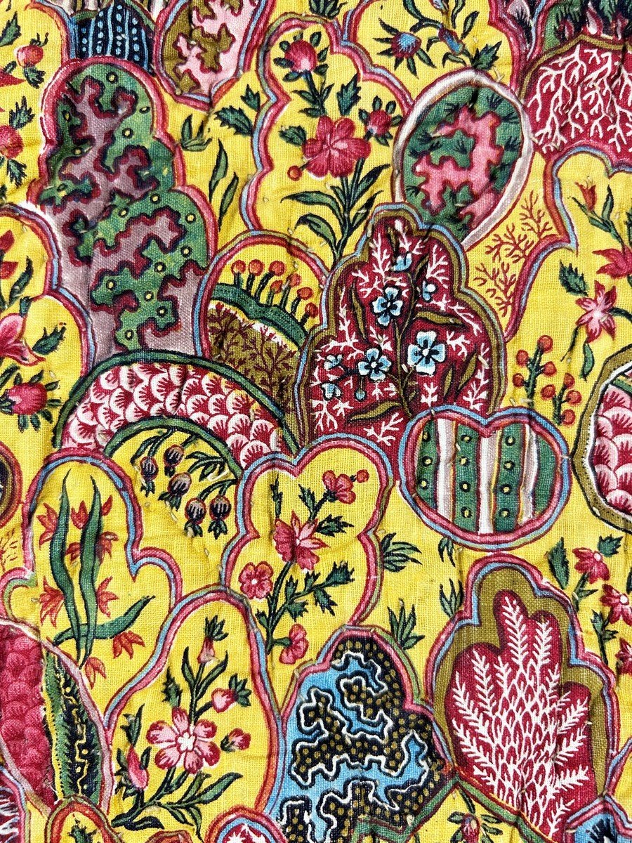 Courtepointe En Soie Et Indienne, Motif Imbriqué Chinois De Jouy-en-josas Circa 1795-photo-4