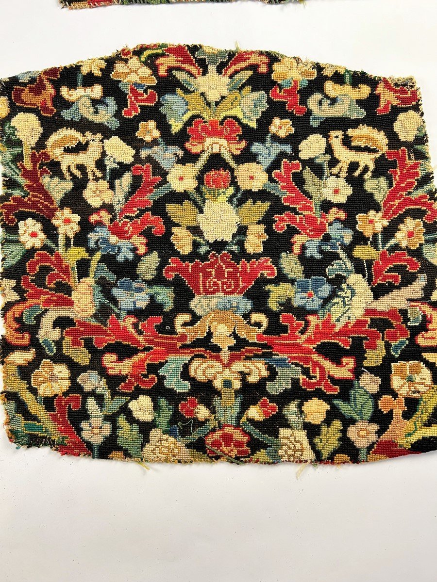 Huit Tapisseries De Sièges Baroque Brodées Au Point Et Petit Point De Laine - France 18ème -photo-4