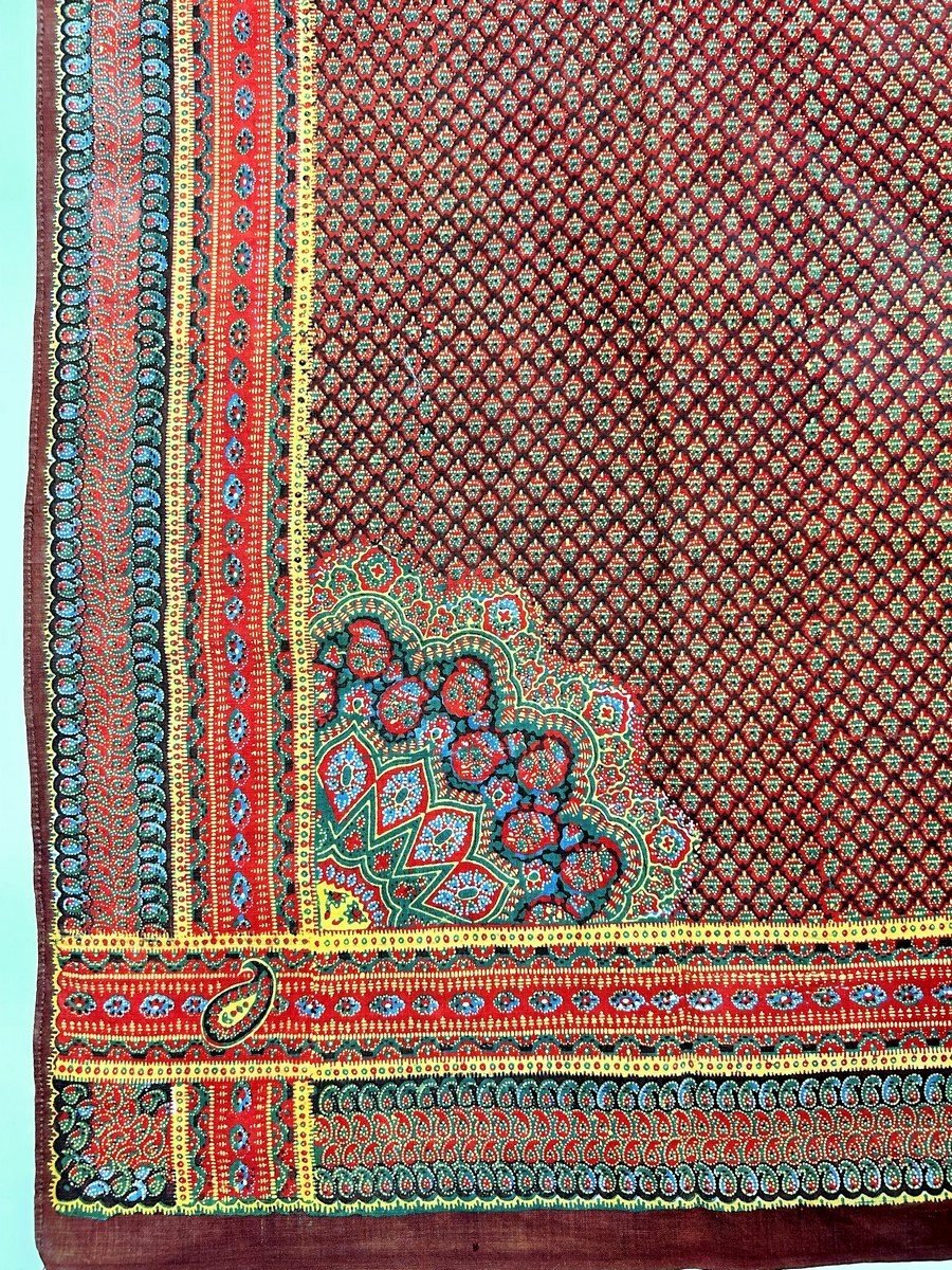 Printed Scarf With Picoted Palmettes - Provence Circa 1860-photo-3
