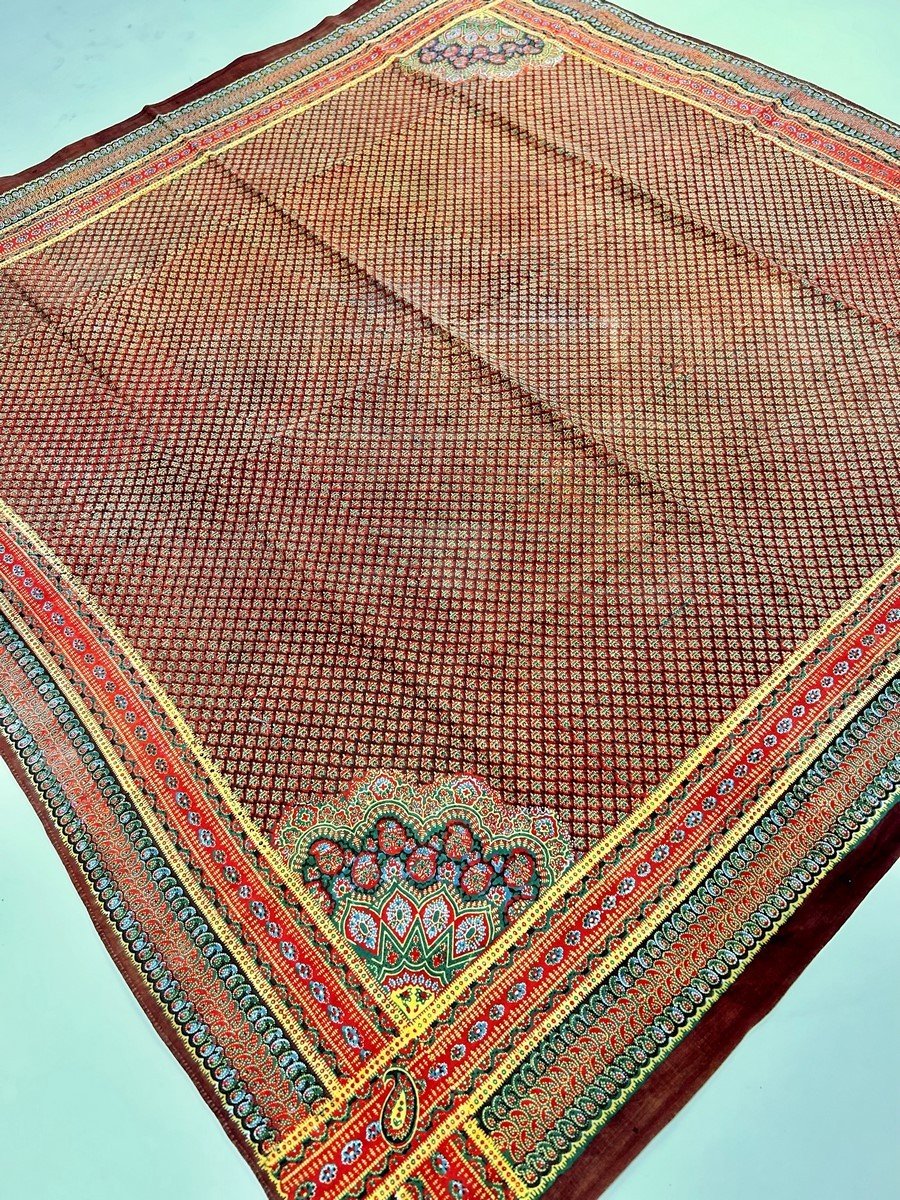 Printed Scarf With Picoted Palmettes - Provence Circa 1860-photo-4