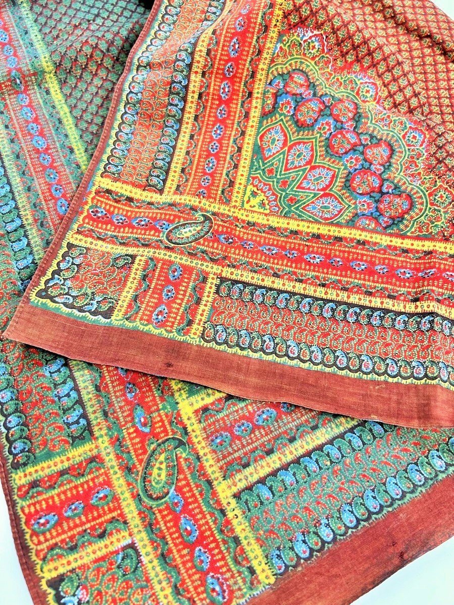 Printed Scarf With Picoted Palmettes - Provence Circa 1860-photo-6