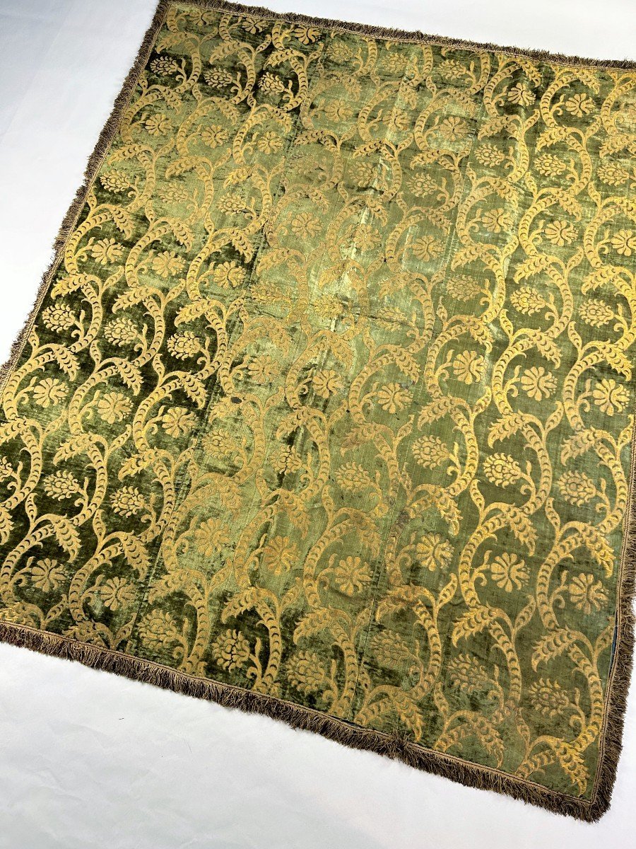 Tapisserie ou Tapis De Table En Velours Coupé Fin Renaissance - Italie Début XVIIe Siècle-photo-3
