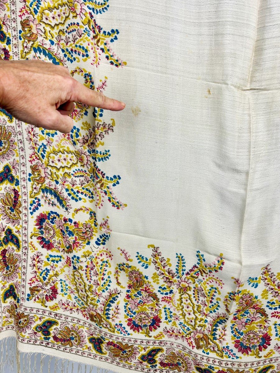 Printed Crepe De Chine Shawl With Palmette Decor - France Or England Circa 1880-1900-photo-8