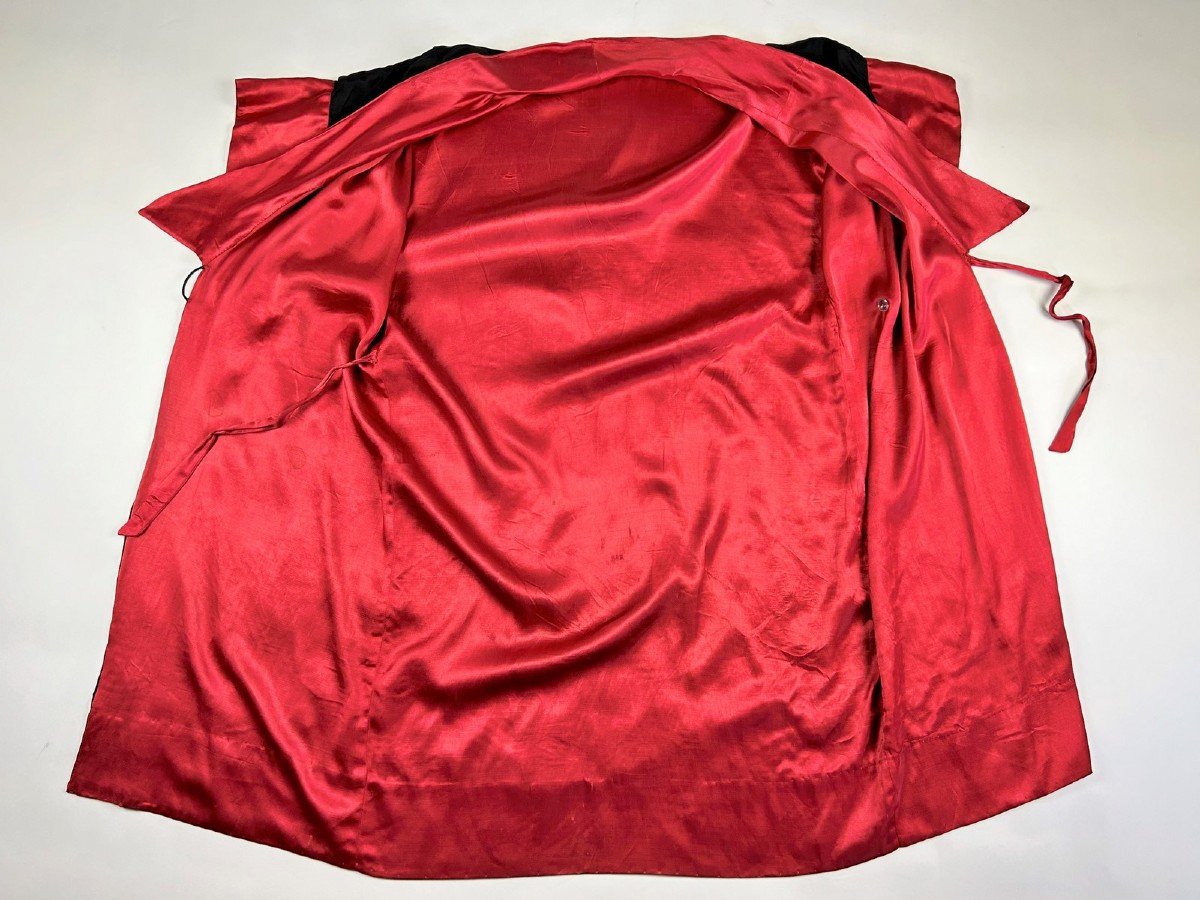 Kimono For The Evening In Taffeta Embroidered With Chinoiserie - France Circa 1930-photo-6