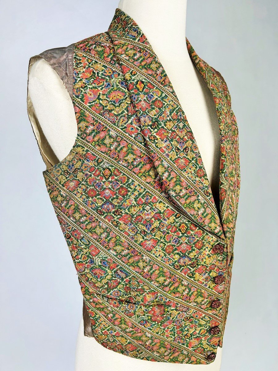 An Elegant Waistcoat In Persian Nakshe Embroidery - France Late Second Empire Circa 1870