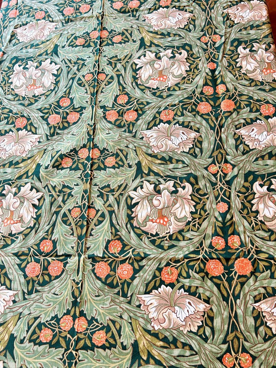 A Pair Of Liberty Of London Printed Cotton Curtains / William Morris - England Circa 1960-photo-2