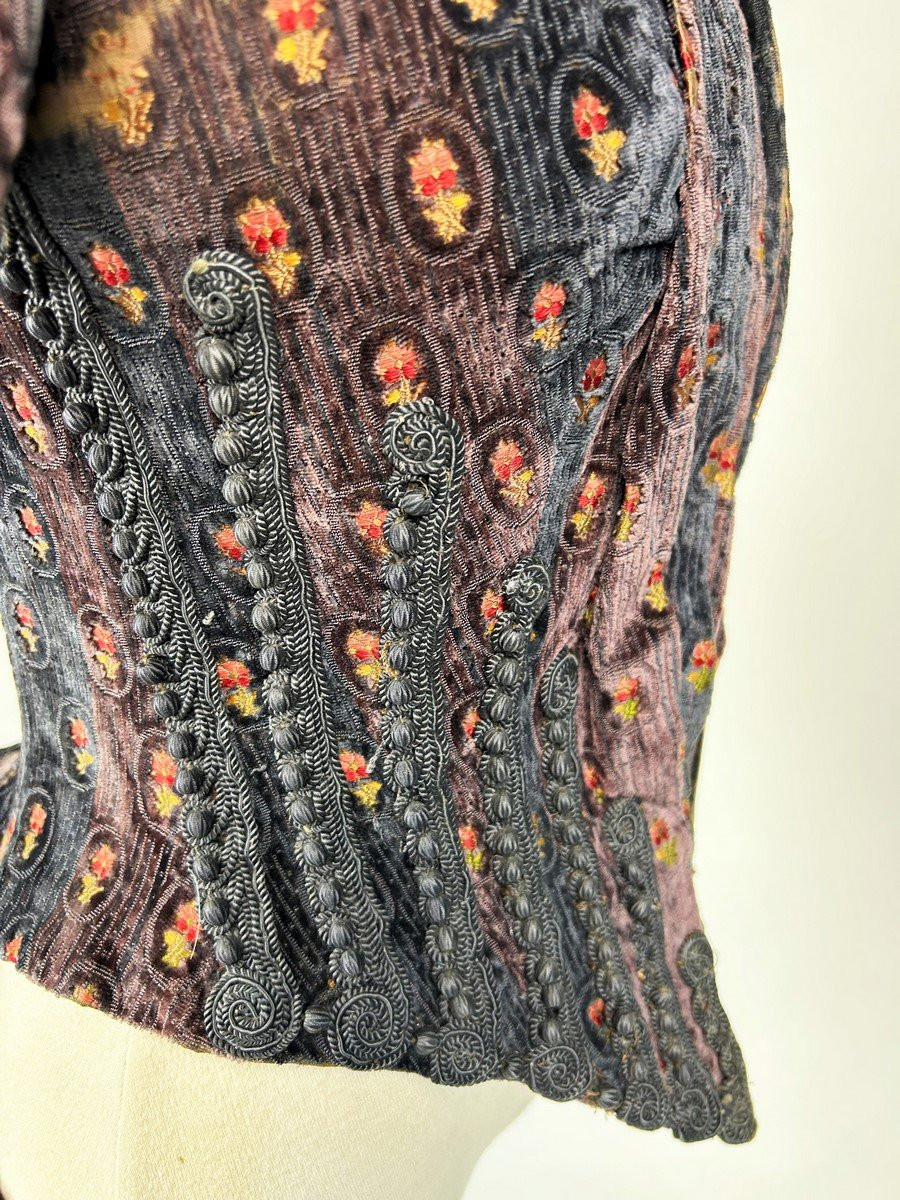 Maison Rouff - Hussarde Velvet Whale-shaped Bodice - Art Nouveau Period Paris Circa 1885 -photo-3