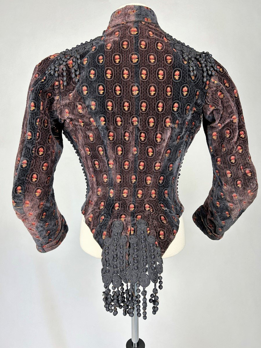 Maison Rouff - Hussarde Velvet Whale-shaped Bodice - Art Nouveau Period Paris Circa 1885 -photo-5
