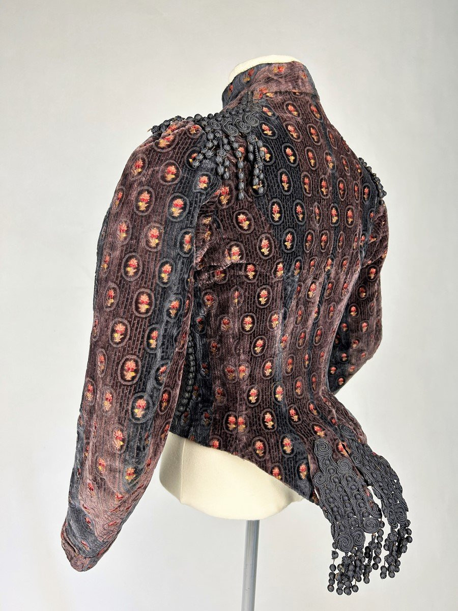 Maison Rouff - Hussarde Velvet Whale-shaped Bodice - Art Nouveau Period Paris Circa 1885 -photo-6