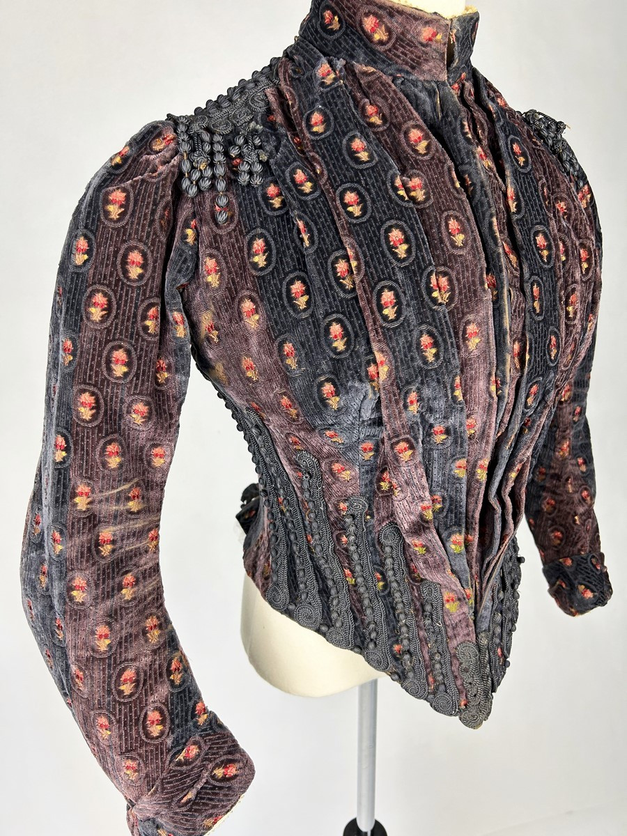 Maison Rouff - Hussarde Velvet Whale-shaped Bodice - Art Nouveau Period Paris Circa 1885 
