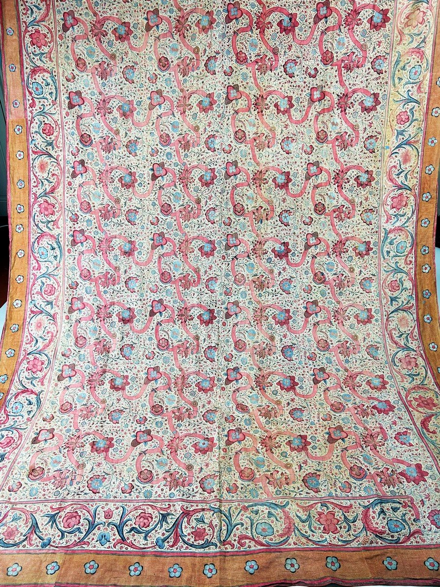 Palampore En Toile Peinte Des Indes - Côte De Coromandel Compagnies Des Indes Circa 1750-photo-2
