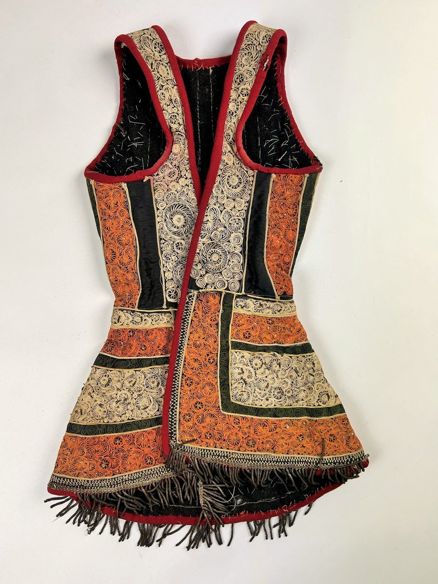 Veste en laine brodée de sequins - Macédoine ou Balkan début XXe siècle-photo-4