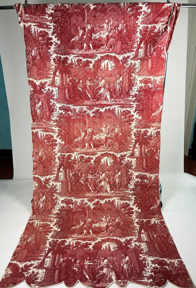 Courtepointe Toile de Nantes Socrate et Hippocrate, Favre-Petitpierre & Cie - France Circa 1825-photo-2