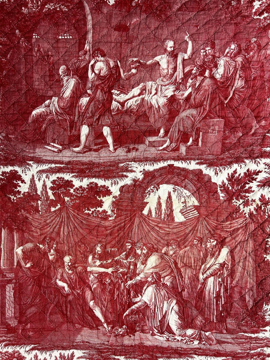 Courtepointe Toile de Nantes Socrate et Hippocrate, Favre-Petitpierre & Cie - France Circa 1825-photo-4