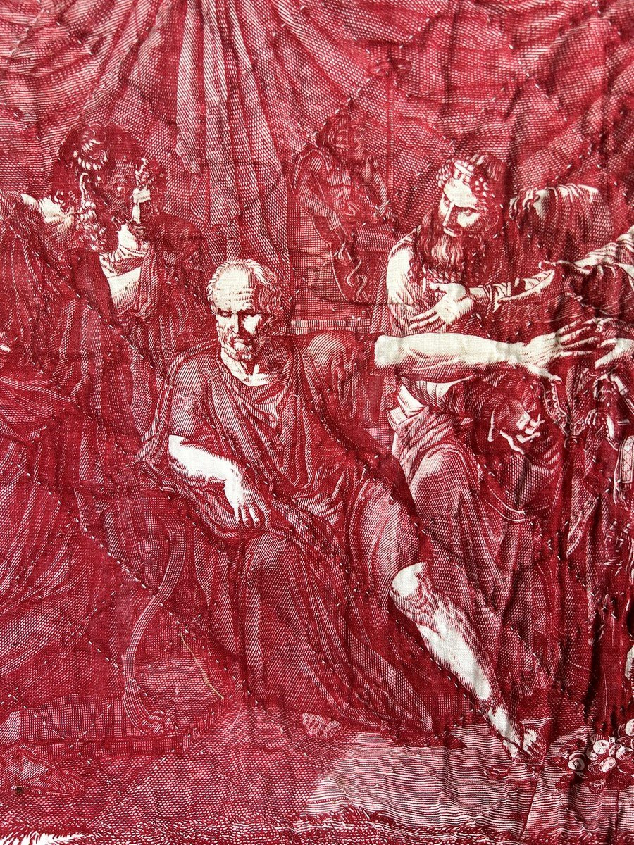 Courtepointe Toile de Nantes Socrate et Hippocrate, Favre-Petitpierre & Cie - France Circa 1825-photo-2