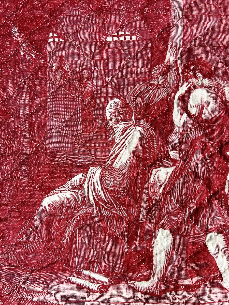Courtepointe Toile de Nantes Socrate et Hippocrate, Favre-Petitpierre & Cie - France Circa 1825-photo-4