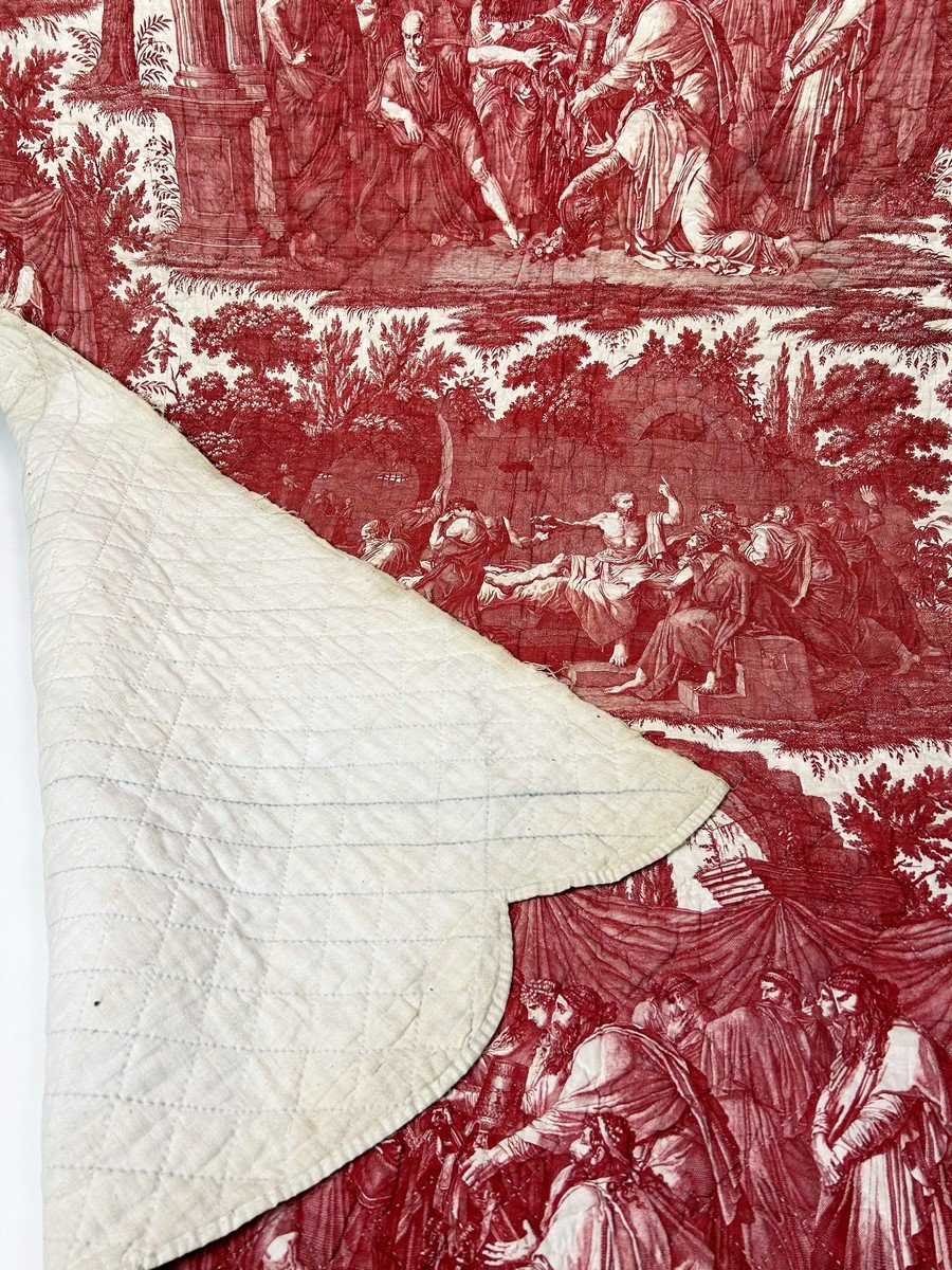 Courtepointe Toile de Nantes Socrate et Hippocrate, Favre-Petitpierre & Cie - France Circa 1825-photo-5