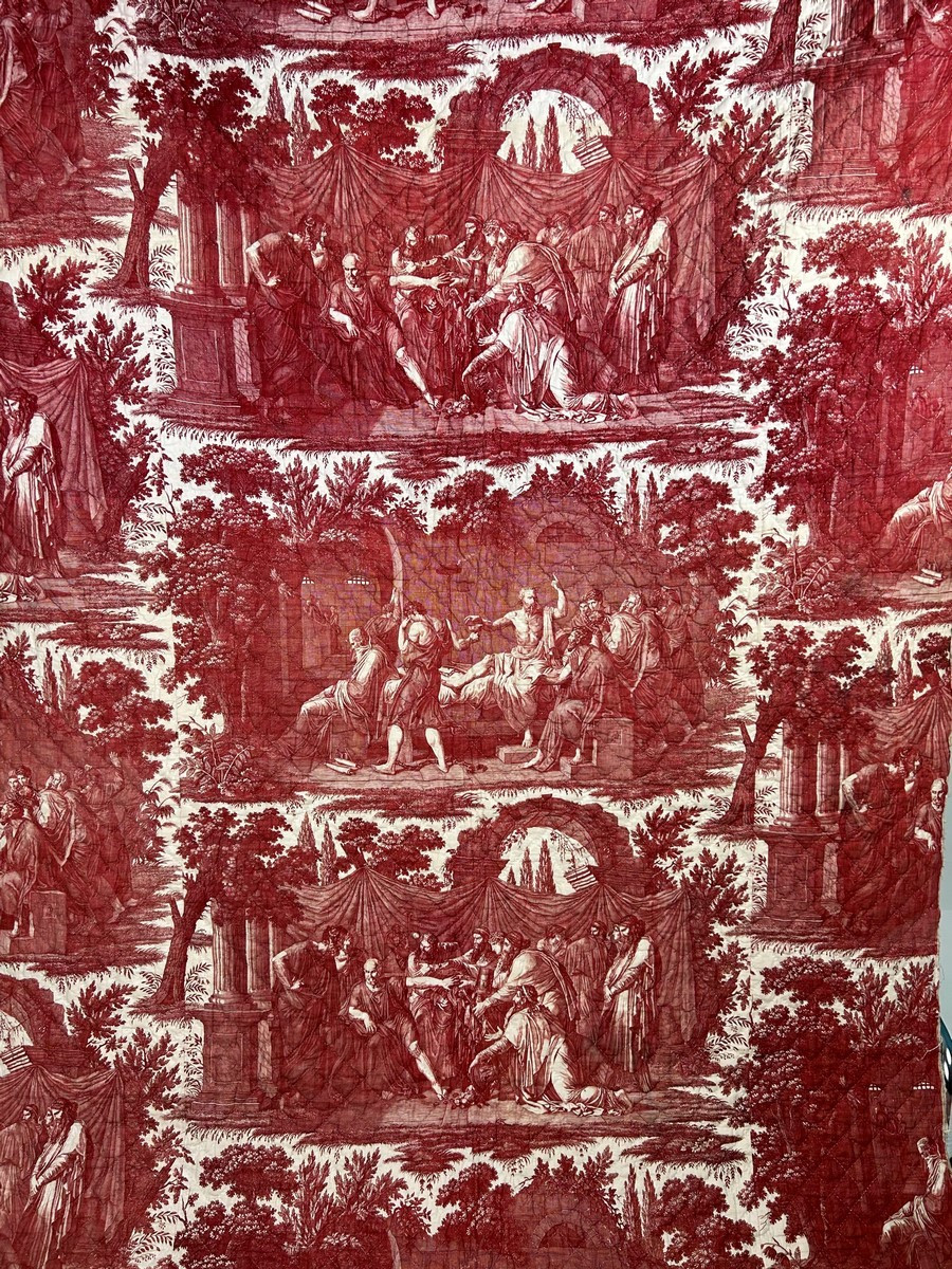 Courtepointe Toile de Nantes Socrate et Hippocrate, Favre-Petitpierre & Cie - France Circa 1825