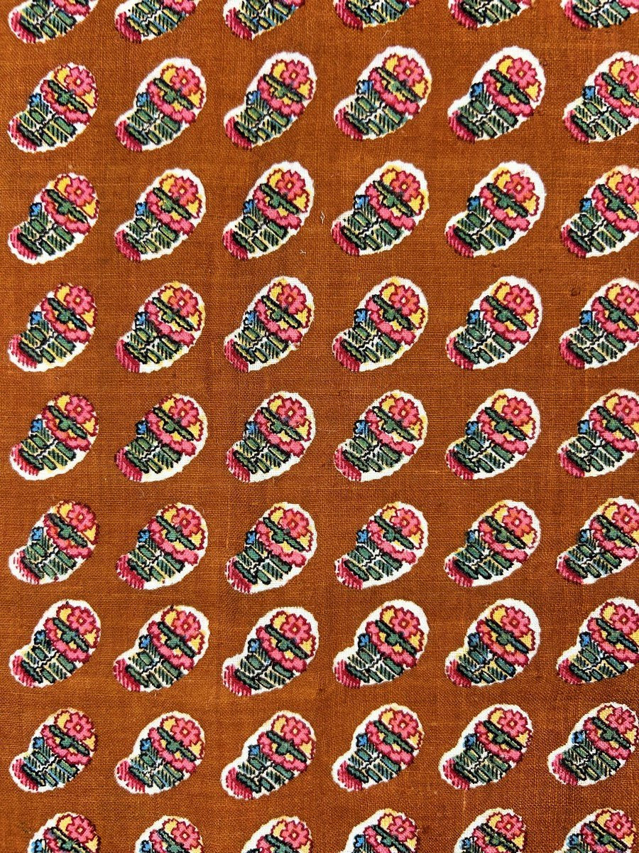 Printed Scarf With Vermiculated And Ribbed Palmettes - Provence Circa 1810-1840-photo-4