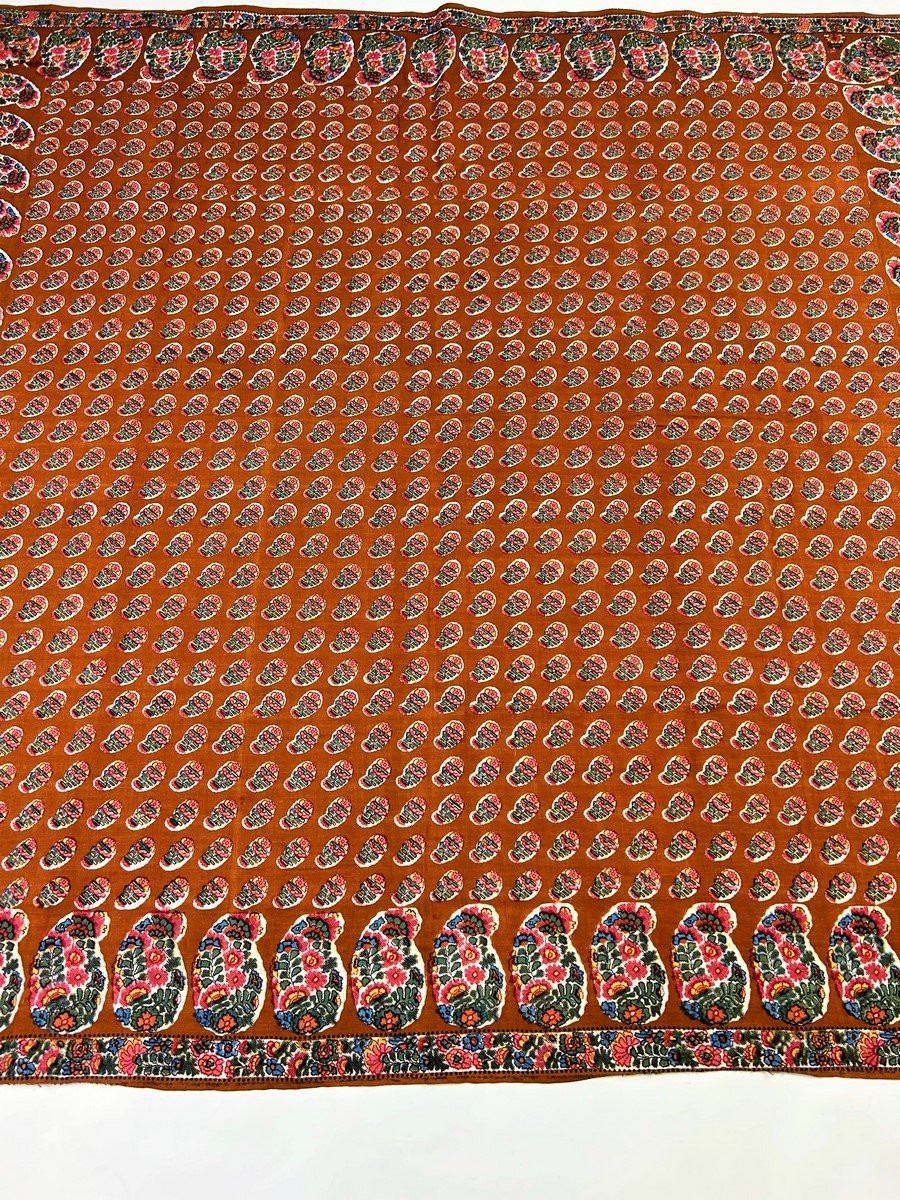 Printed Scarf With Vermiculated And Ribbed Palmettes - Provence Circa 1810-1840-photo-2