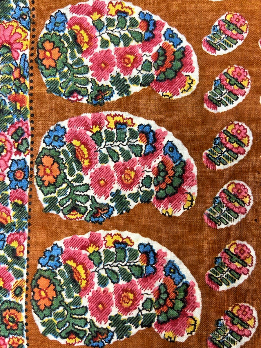 Printed Scarf With Vermiculated And Ribbed Palmettes - Provence Circa 1810-1840-photo-5