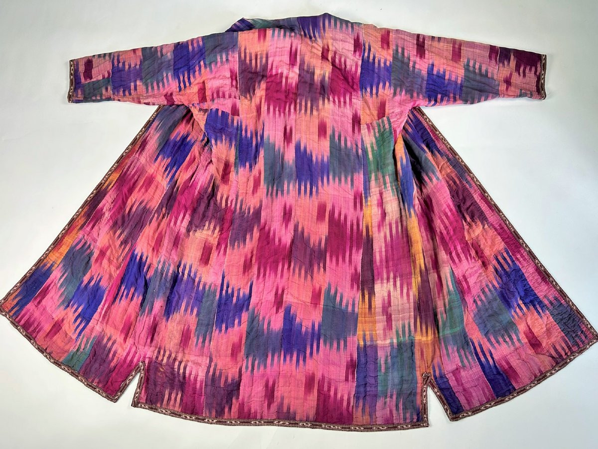 Manteau Chapan en ikat de soie - Ouzbékistan Circa 1900-1950-photo-8
