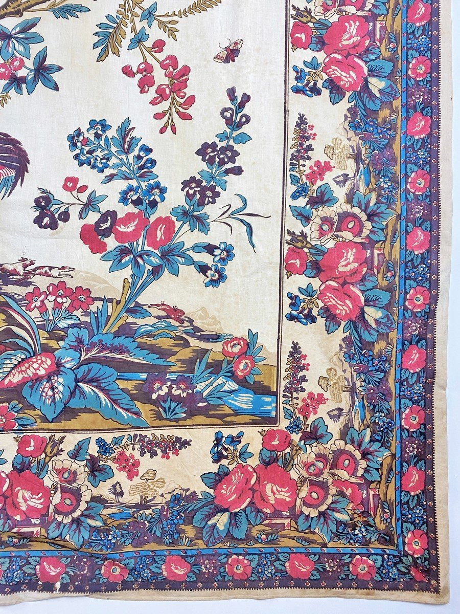 Mezzaro With Palm Trees, Printed Cotton Wall Hanging - Genoa, Italy Circa 1840-photo-3