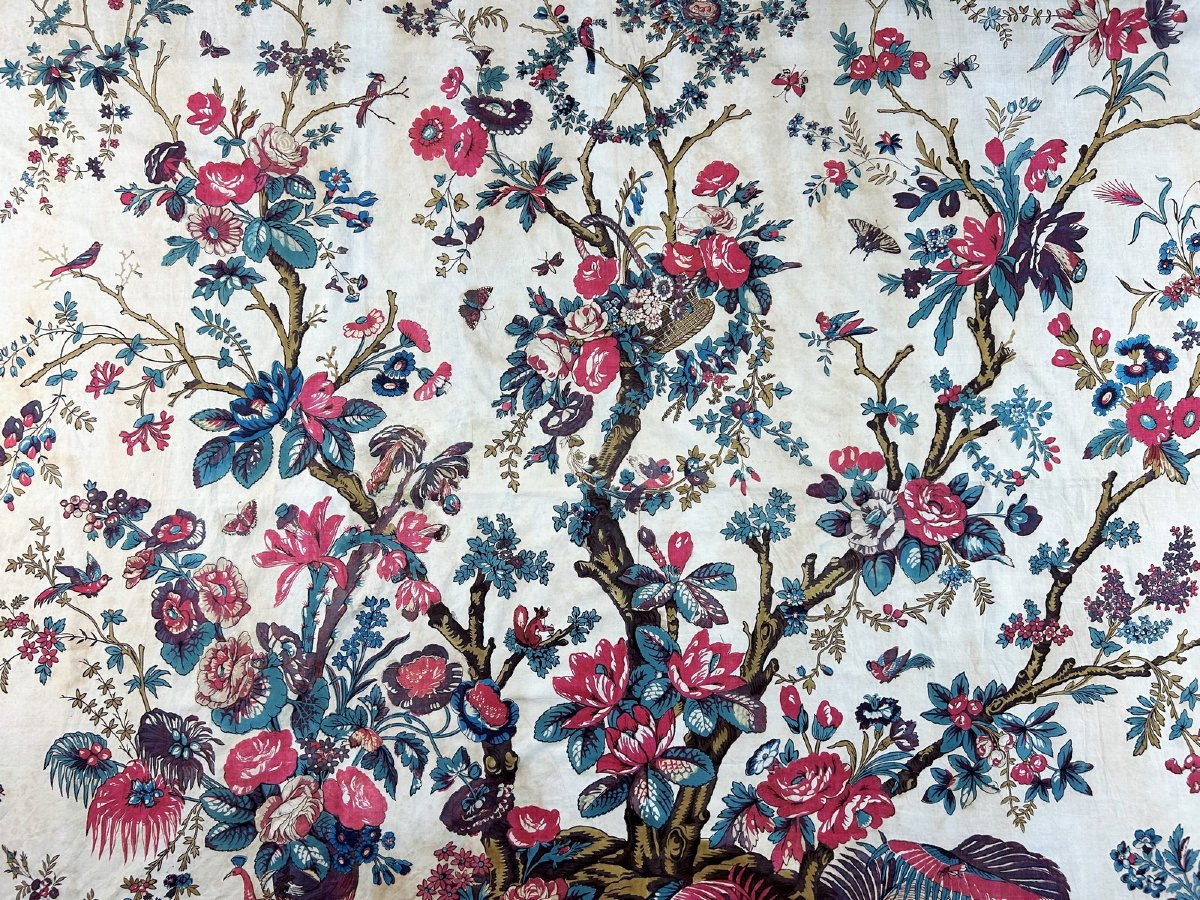 Mezzaro With Palm Trees, Printed Cotton Wall Hanging - Genoa, Italy Circa 1840-photo-3