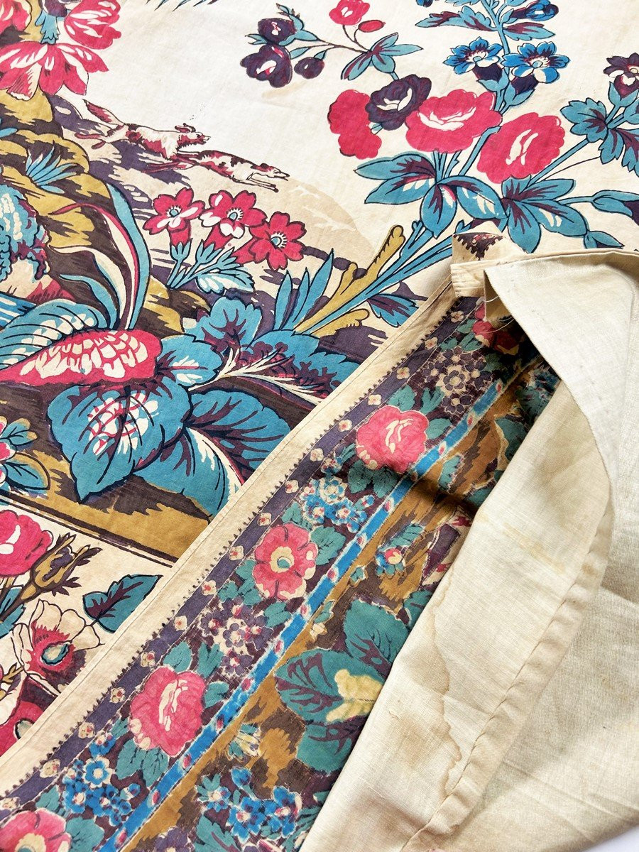 Mezzaro With Palm Trees, Printed Cotton Wall Hanging - Genoa, Italy Circa 1840-photo-8
